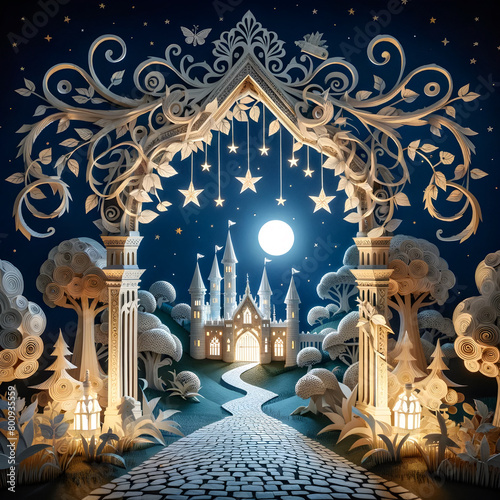 Fantasy Castle Archway Under Starry Night Sky  © JADE