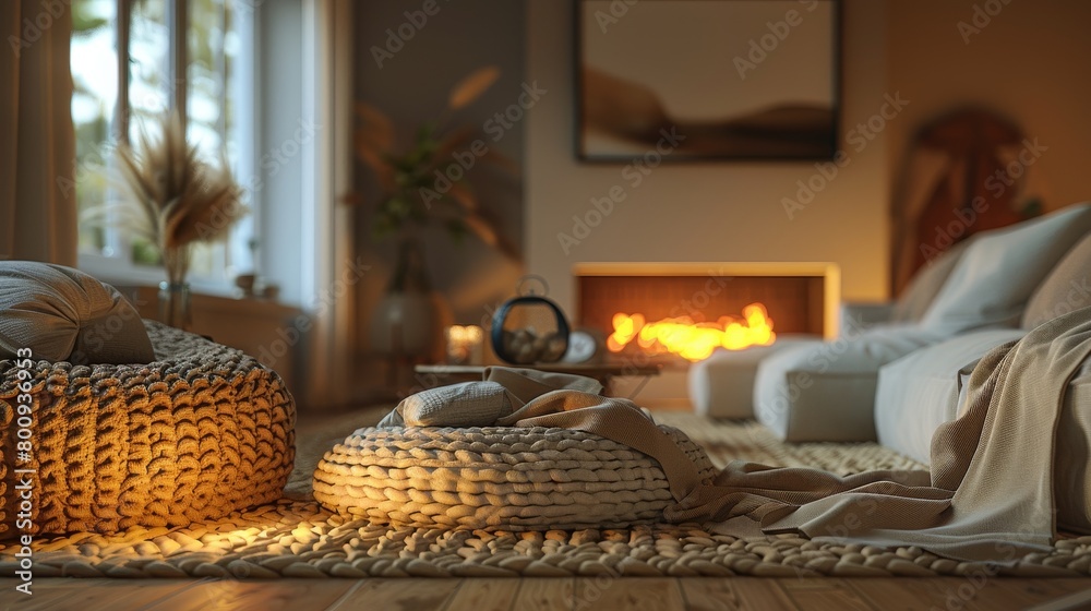 Cozy Living Room Relaxation: A 3D illustration capturing the essence of relaxation in a cozy living room Cozy Living Room Relaxation: A 3D illustration capturing the essence of relaxation in a cozy living room