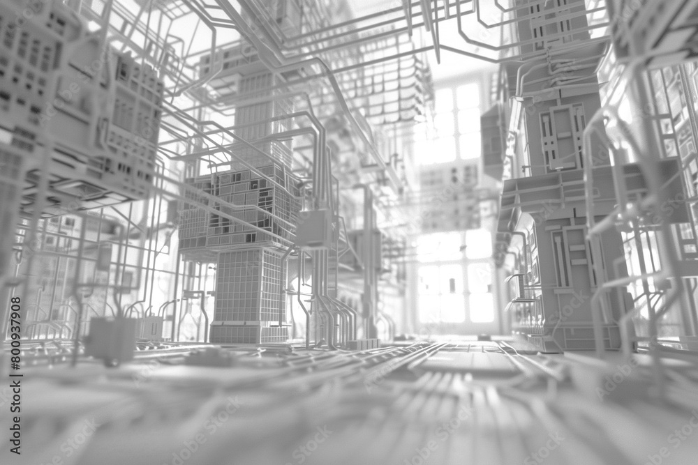 Fototapeta premium Abstract translucent electronics circuit board with glowing light white tone for background in concept technology, A.I., AI, digital, quantum computing