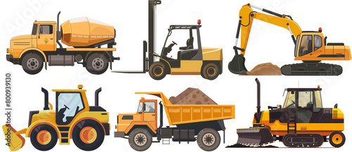 Illustration set of construction machinery 