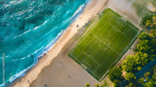 football field next to the beach
