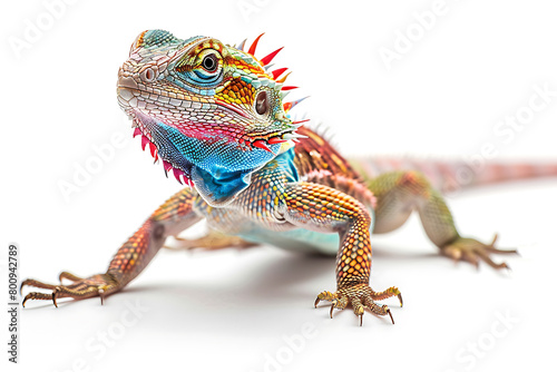 colorful lizard isolated on a white background