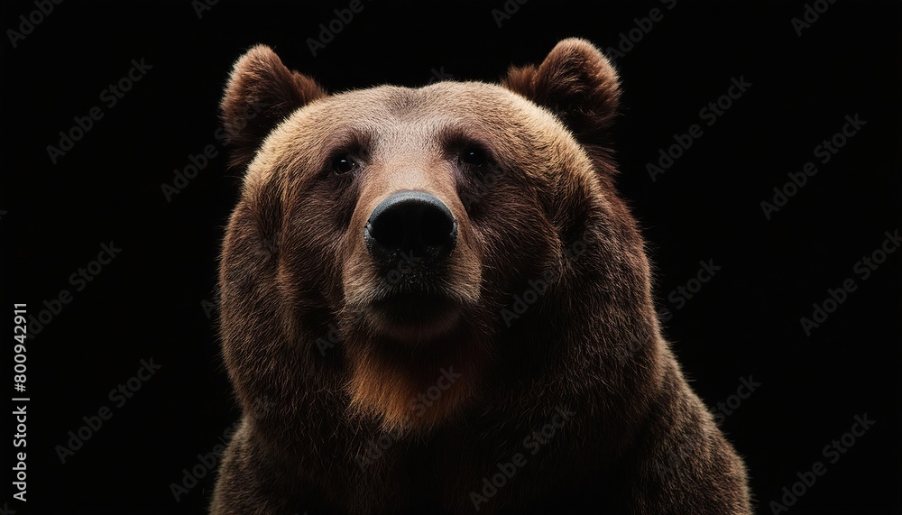 close up grizzly bear head on black background close up grizzly bear head on black background