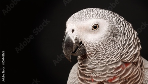 parrot close up head on black background