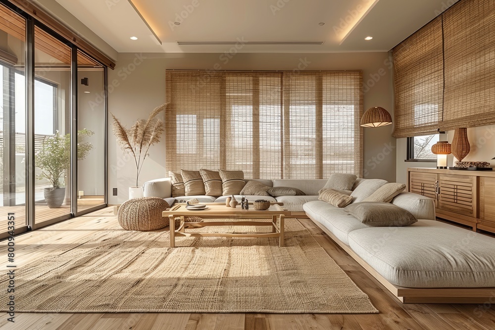 Modern minimalism style living room with a touch of Japanese simplicity Modern minimalism style living room with a touch of Japanese simplicity