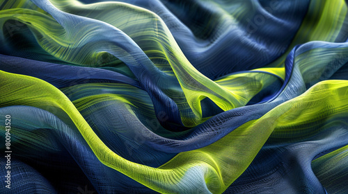 Intersecting waves of deep indigo and bright lime, capturing the essence of innovation.