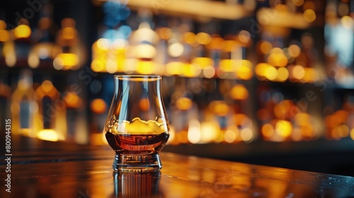 A captivating image of a whisky blender carefully blending different expressions  with a selection of whisky bottles and tasting notes in the background.