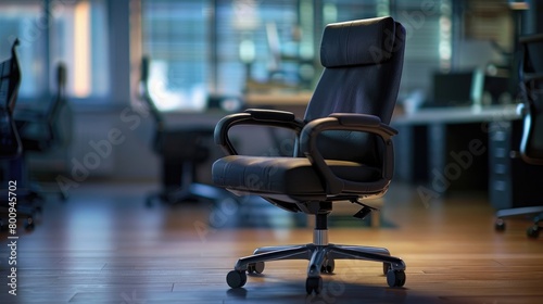 A captivating image of an empty office chair, symbolizing the absence of a worker who has left the office early on Leave The Office Early Day.