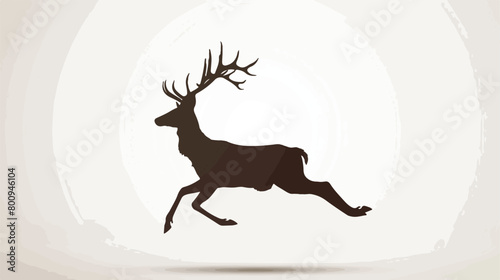 Silhouette of jumping deer on white background Vector