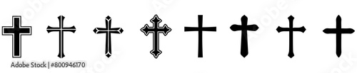 Christian cross icon collection. Vector illustration.
