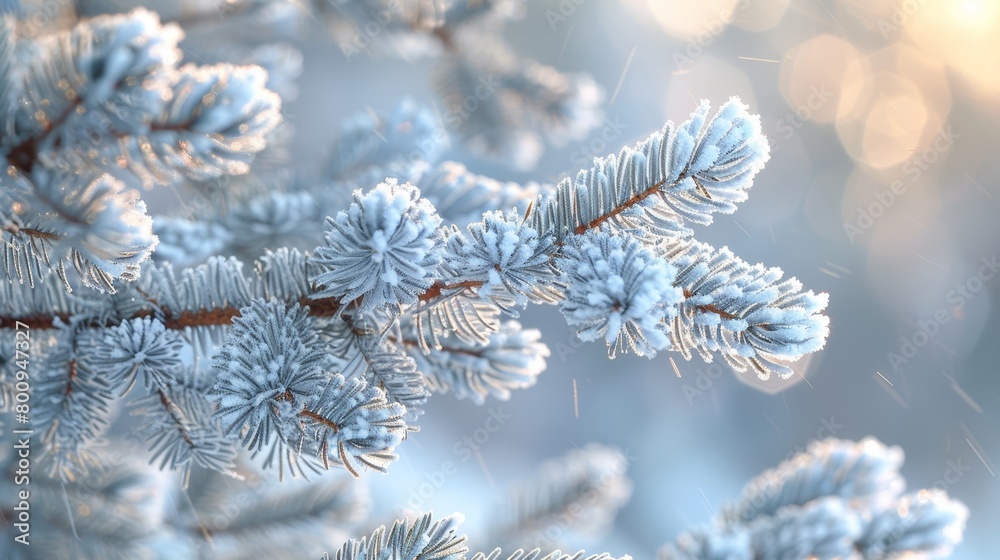 Frosty Pine Branches Glittering in Winter Light Frosty Pine Branches Glittering in Winter Light
