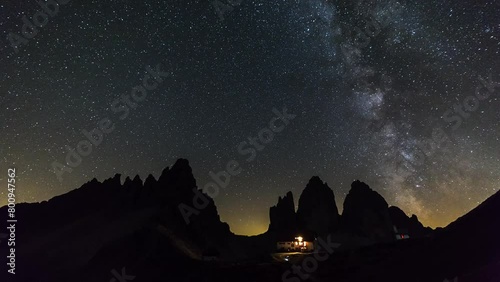 Tre Cime di Lavaredo Dolomiti Milky Way Timelapse photo