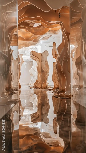 The image is a 3D rendering of a cave-like structure