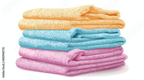 Stack of soft towels on white background Vector style