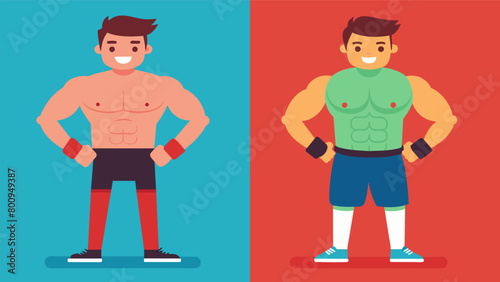 A before and after photo of a man who incorporated kickboxing into his exercise routine showcasing his toned physique and noticeable weight loss