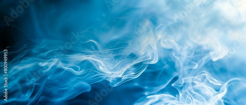 Abstract Blue Smoke Waves on Dark Background for Creative Design.