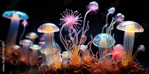 Vibrant Underwater Jellyfish Garden © Balaraw
