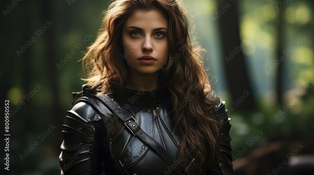 Fierce and Mysterious Woman in Leather Jacket Fierce and Mysterious Woman in Leather Jacket