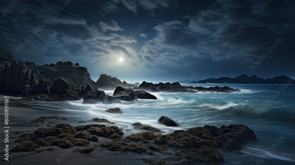 Obraz premium Serene Moonlit Seascape