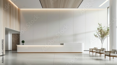 Serene Office Lounge with Minimalist Interior Design and Tilt-Shift Technique