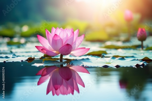 Serene lotus flower in tranquil pond