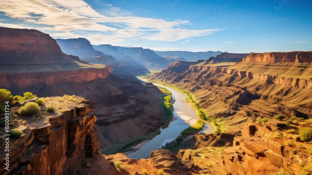 Breathtaking Landscape of Rugged Canyons and Winding River
