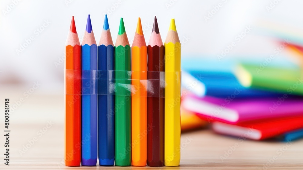 Colorful pencils on wooden table Colorful pencils on wooden table