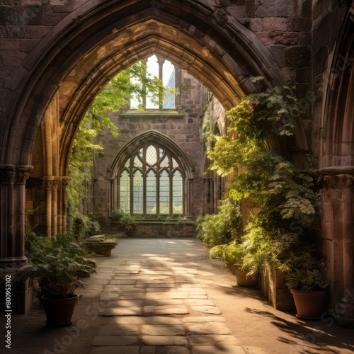 Enchanting Gothic Archway in Lush Garden
