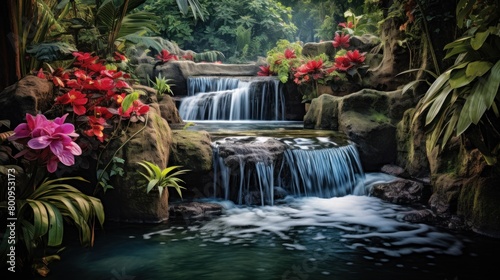 Lush Tropical Waterfall Oasis photo