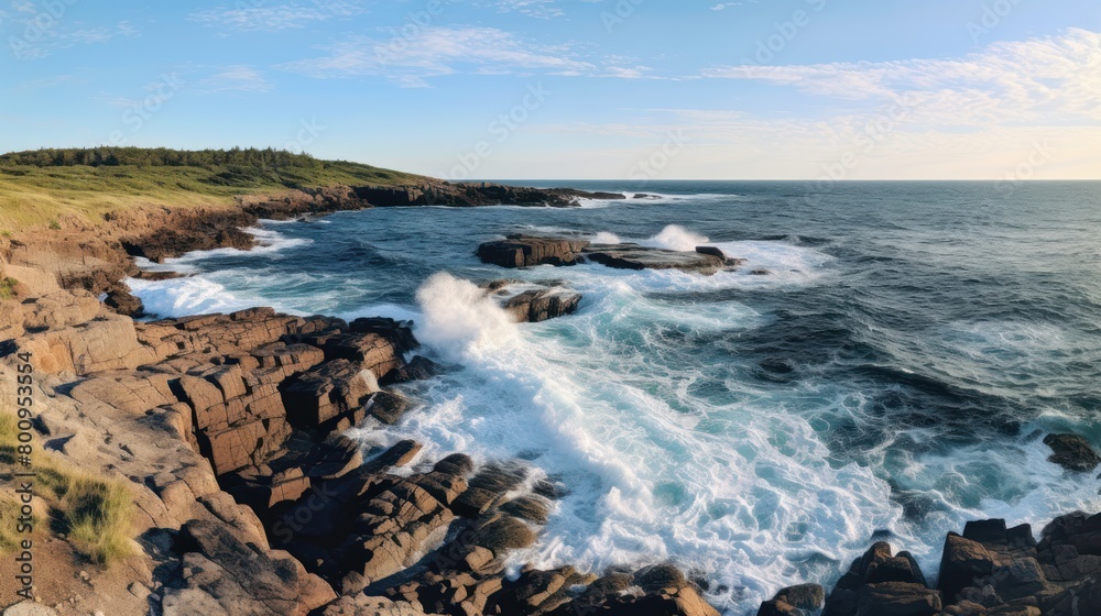 Dramatic Coastal Landscape with Crashing Waves Dramatic Coastal Landscape with Crashing Waves