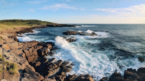 Dramatic Coastal Landscape with Crashing Waves