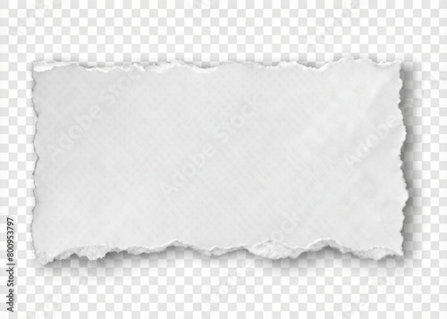 Blank white torn newspaper piece, Isolated on transparent PNG background