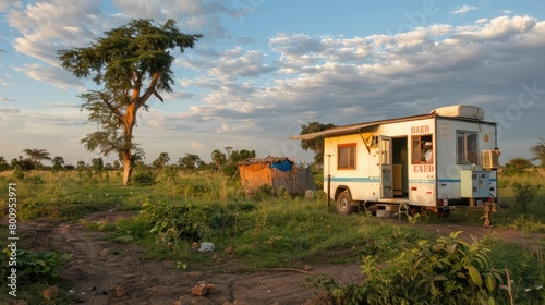 A mobile health clinic providing essential services to underprivileged communities in a rural setting. © Lal