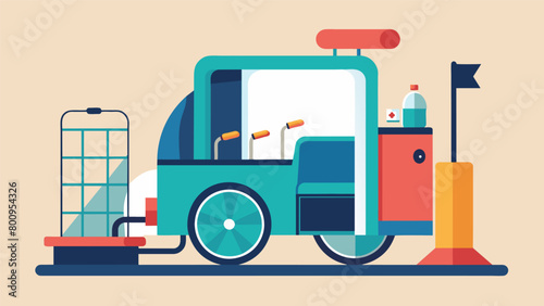 A modified vehicle with hand controls wheelchair lift and adjustable seat options allowing a person with physical disabilities to drive themselves to. Vector illustration