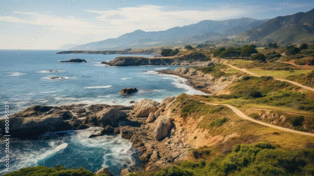 Scenic Coastal Landscape with Rugged Cliffs and Turquoise Waters