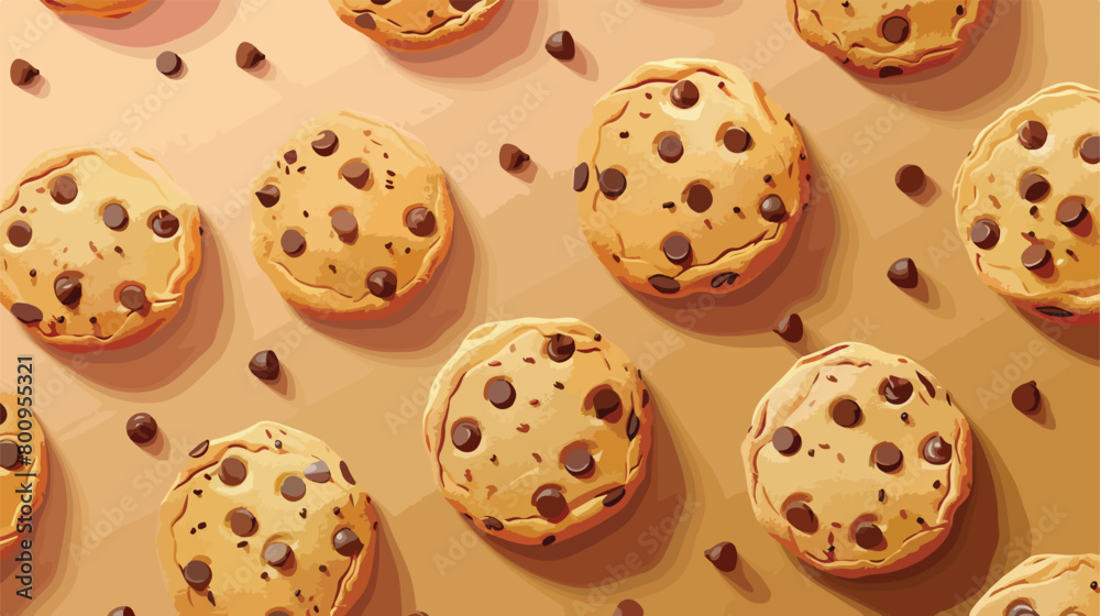 Tasty cookies on color background Vector style vector