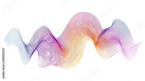 Illustrate the impact of IoT through vibrant gradient lines in a single wave style isolated on solid white background