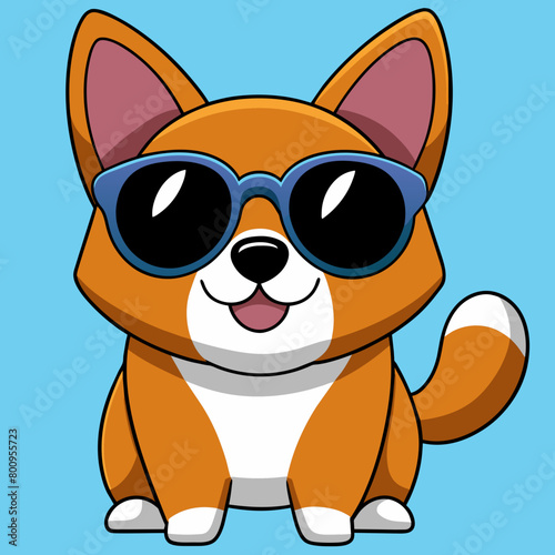  A cute dog wearing sunglasses vector illustration. 