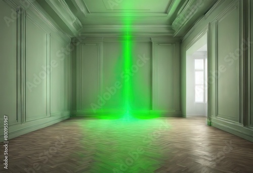  empty light laser room Abstract green 