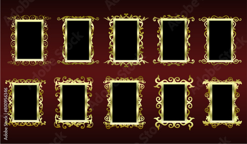 Decorative gothic border frames, Vintage ornament frame. retro style. Elegant vintage frame and goth ornaments Isolated icons vector set. Calligraphic filigree black ink borders collection