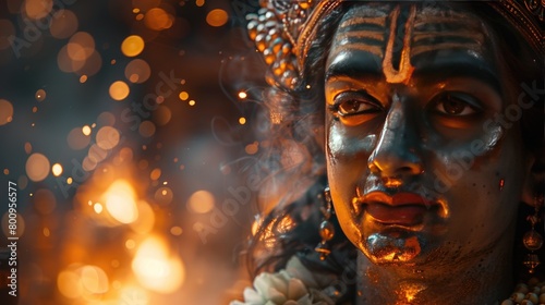 Man dressed in Hindu Devi dress for Diwali © Namra