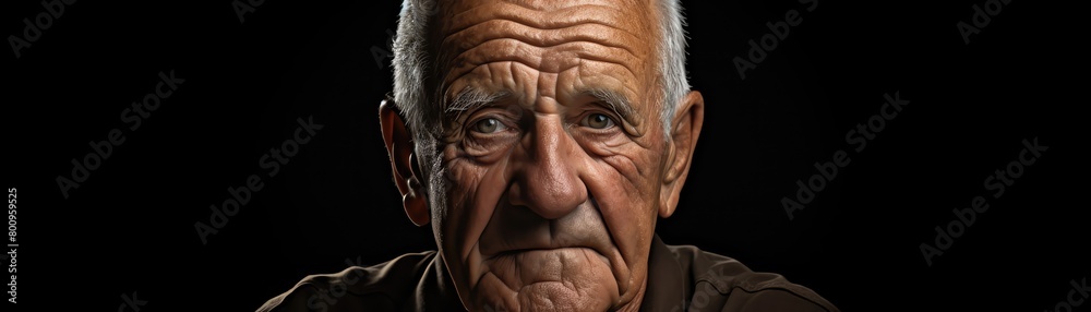Reflective portrait of a senior man with a peaceful demeanor, excellent for promoting services or communities for retirees