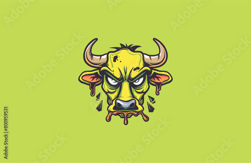 Head cow vector illustration flat design logo