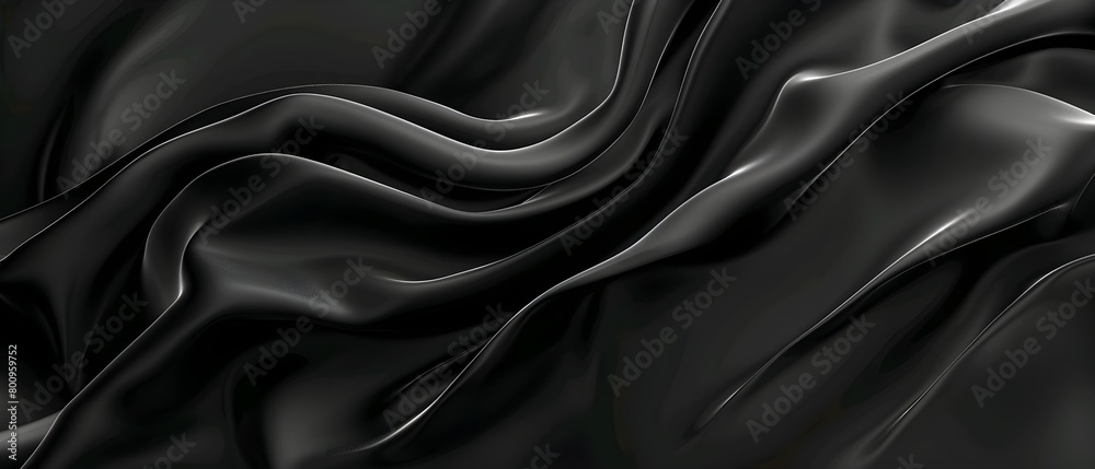 Abstract black background with smooth wavy lines