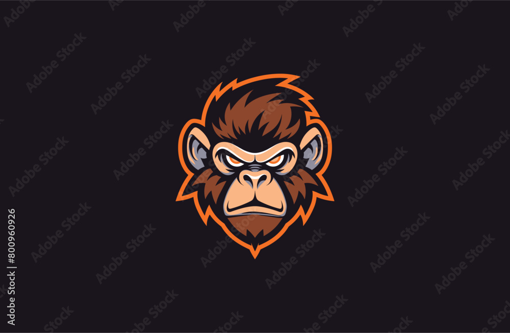 Head monkey vector illustration flat design logo Head monkey vector illustration flat design logo