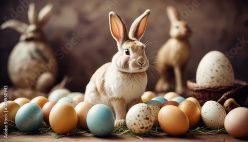Springtime Joy with Furry Easter Bunny on Egg Hunt