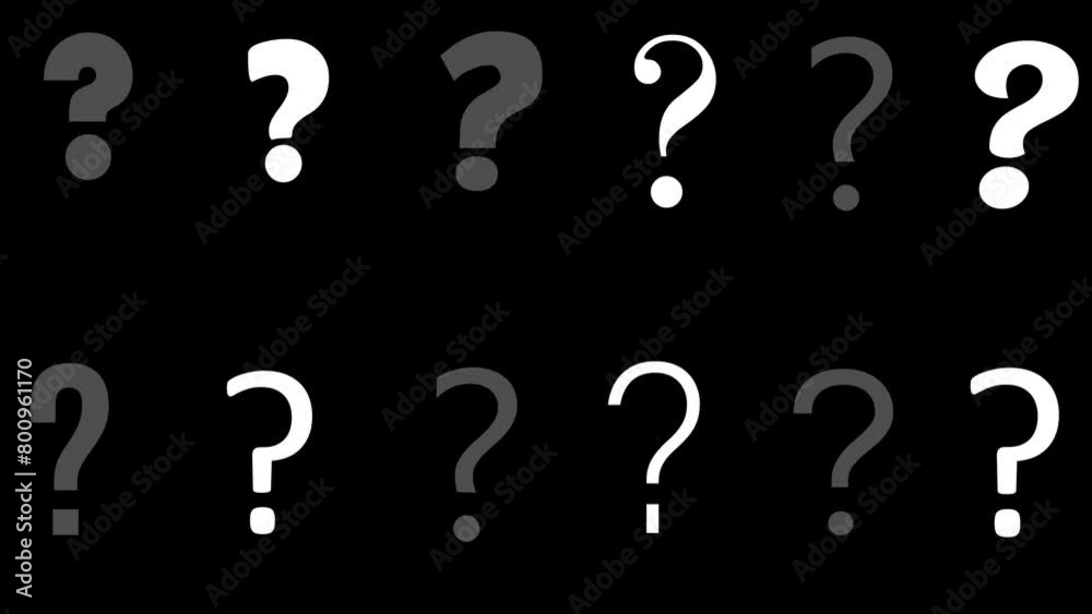 Black and white question mark icon with alpha channel. 4k animated video clip without background. motion graphic design. footage to represent the idea concept Black and white question mark icon with alpha channel. 4k animated video clip without background. motion graphic design. footage to represent the idea concept