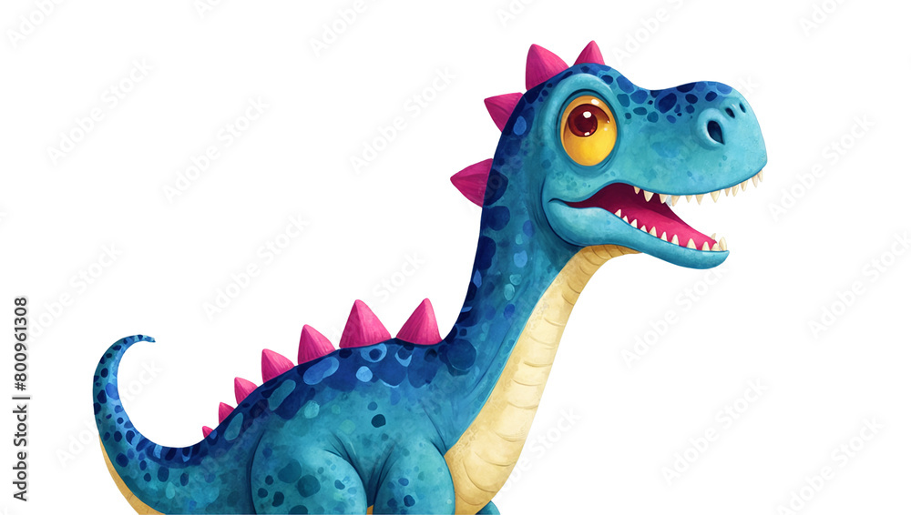 A delightful image of a blue dinosaur with a friendly smile and rosy cheeks portrayed in a whimsical style for kids A delightful image of a blue dinosaur with a friendly smile and rosy cheeks portrayed in a whimsical style for kids