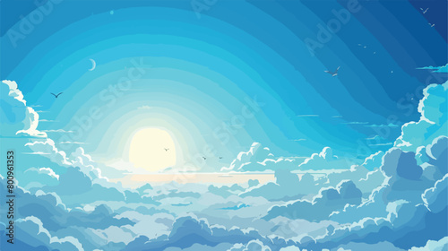View of beautiful blue sky Vector style vector design