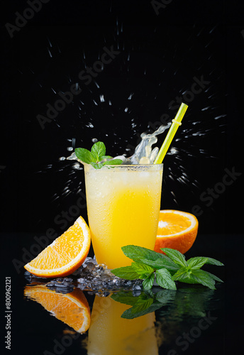 Orange ice drink with splash
